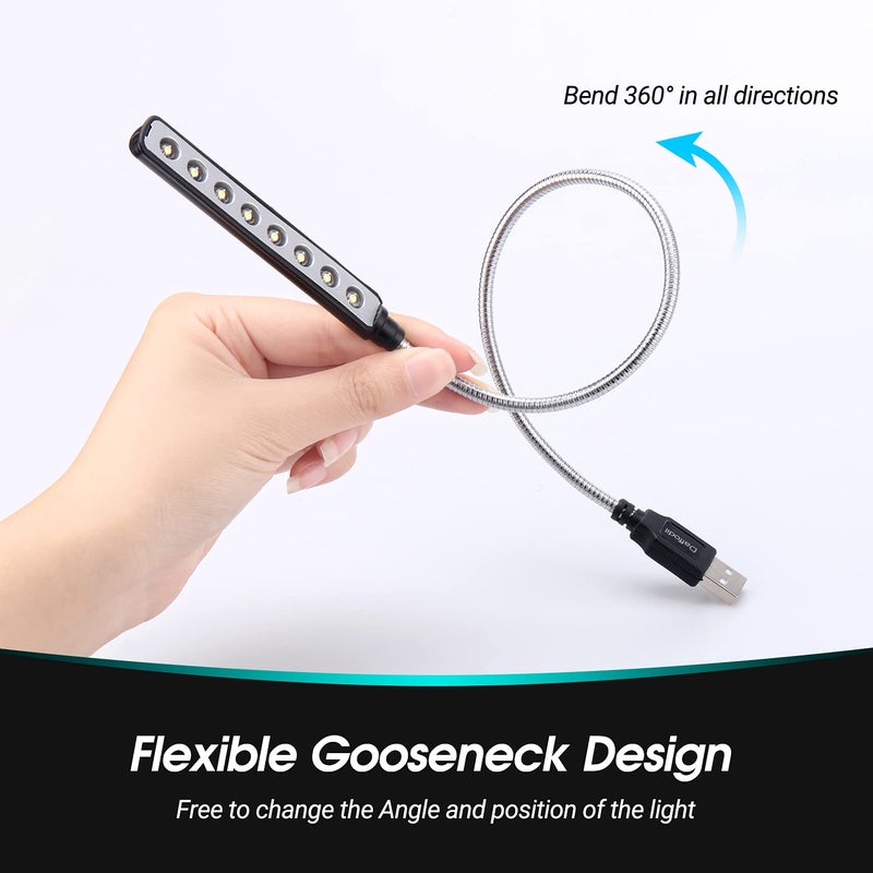 Daffodil USB LED Light - 8 Super Bright LED Reading Lamp - No Batteries Needed - PC & Mac Compatible (ULT05 Black) - Image 5